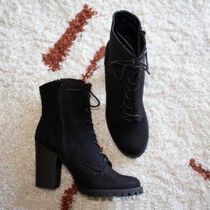 Just Fab Lane Lace Up Boot Black Size 10